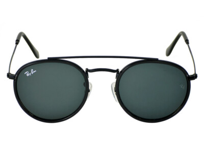 Ray-Ban Sunglasses RB3647N Round Double Bridge Black Frame Blue Grey Lens 51mm