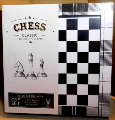 RMS~International Inc.~Chess Classic Wooden Game Black & White Box NEW!!