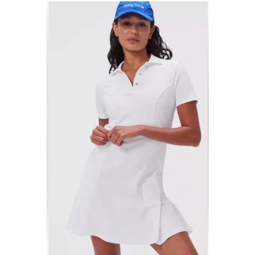 Outdoor Voices Polo Dress Tennis Golf Pleated White Short Sleeve Size Medium