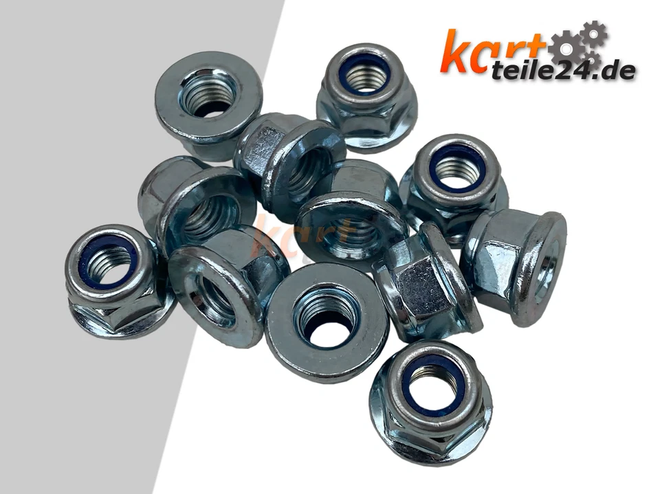 Kart Rennkart Kartteile Radmutter M8 SW 13 selbstsichernd Nyloc 12 Stück