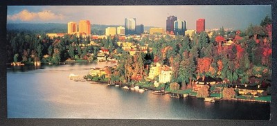 Vintage Blank Note Card - Meydenbauer Bay - Bellevue Washington - 4x9 Inch -1992