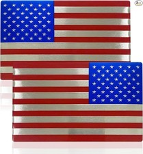 2PC 3D Metal USA Flag Emblem, Car Decal and Sticker, Car Blue Red