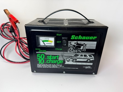 #ad Vtg SCHAUER 50 Amp Start 10 Amp Charge 12V Battery Charger Starter Model J412N $99.99