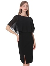 Capelets for Women Shawls and Wraps Soft Chiffon Cape For Wedding Party Black