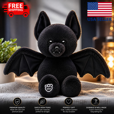 Build-A-Bear Mini Beans Black Bat Halloween Plush 7'' Stuffed Animal NEW