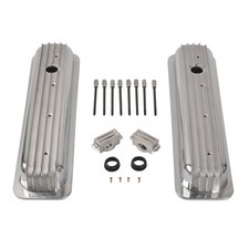 2pcs Silver Short Valve Cover Kit For 1987-1997 Sbc Small Block Chevy Vortec 5.0
