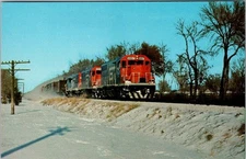 Vintage 1972 Grand Trunk Western GP38 Locomotives Christmas Postcard