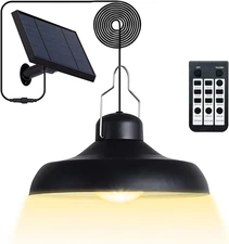 Solar Pendant Light Outdoor Indoor Dusk to Dawn Garden Barn Gazebo Shed Lamp