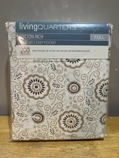 Living Quarters Full Brown Floral Medallion Sheet Set Deep Pocket 200 TC Bon Ton