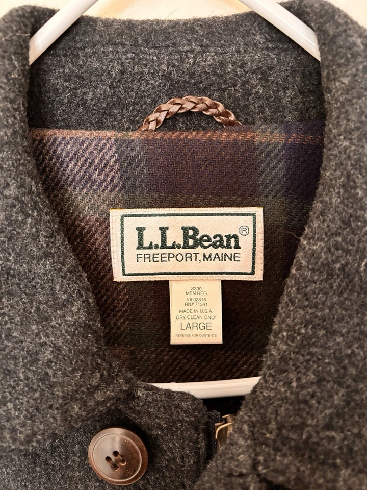 Vintage Rare L.L. Bean Wool Tweed Hunting Field Overcoat Coat Men’s Size L Gray - Image 2 of 4