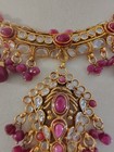 Indian Kundan Choker Necklace Gold Tone Pink Beads Adjustable 26" — photo 4