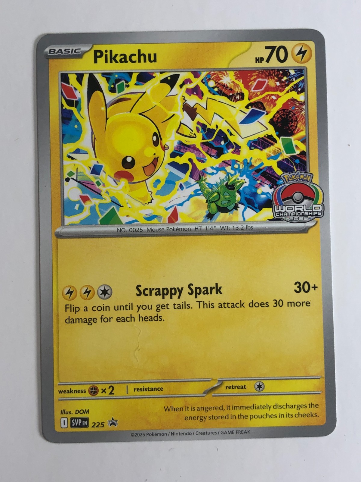 Pokemon TCG Pikachu SVP 225 Promo 2024 World Championships NM