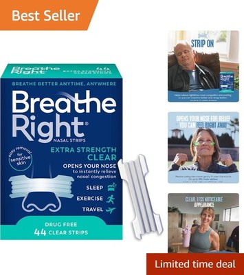 Clear Nasal Strips for Sensitive Skin - Extra Strength Snoring Solution 44 Count