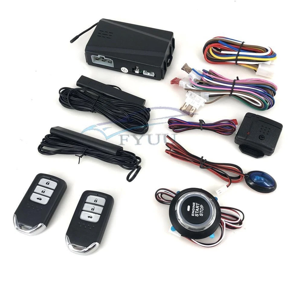 Alarma de coche sin llave un botón de arranque control remoto bloqueo central automático pulsador Foto 2 de 4