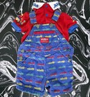Vintage Oshkosh B’gosh Overalls Shortalls Trains Baby Boy Size 3/6M USA Made