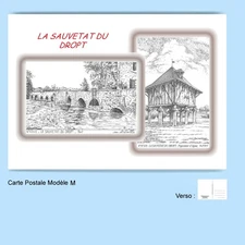 CP M 47142-310 POSTCARD 2 DRAWINGS 47 LA SALVETAT DU DROPT