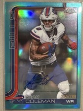 2025 Topps Chrome Keon Coleman Aqua Autograph Buffalo Bills #BA-KC /299