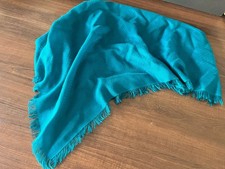 Vintage Turquoise Fringed Scarf Acrylic. Made In Japan