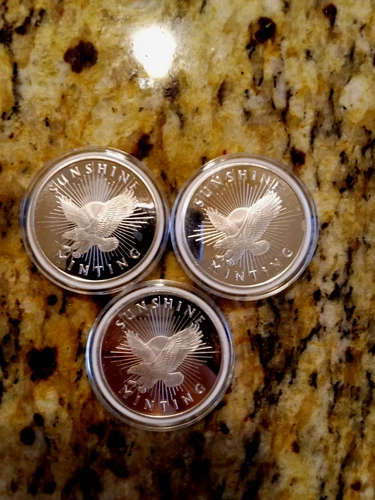 3-Sunshine Silver Eagle Rounds .999 Fine Silver (1 Troy oz. Each)