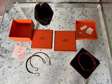 Hermes Set of 3 Bracelets Bangle Brown & Blac...