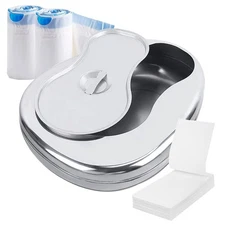 Stainless Steel Bed Pan for Elderly Females Heavy Duty Bedpan Set with 30 Lin...