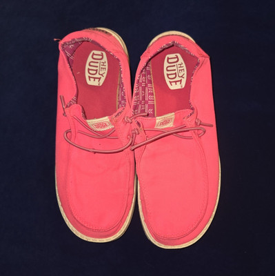 HEYDUDE Girls Pink Canvas Low Top Lace-Up Sneakers Round Toe US Y4 EU 36 UK 4