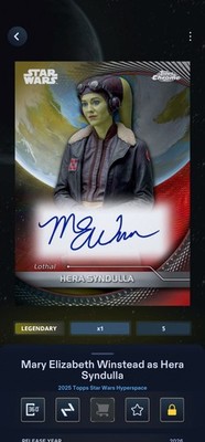 Topps Star Wars Card Trader 2025 Hyperspace LEGENDARY Hera Syndulla Red 5cc