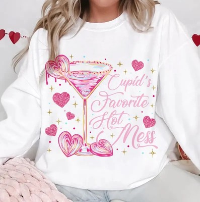 Coquette LOVE Valentine Script Hearts Aesthetic Sweatshirt