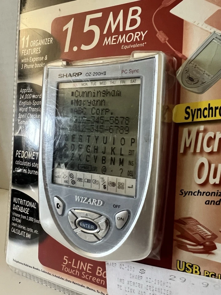 Sharp OZ-290HII 1.5MB USB Touch Screen Wizard Organizer New in Sealed Package - Image 3 of 4