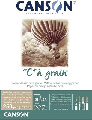 CANSON Zeichenpapierblock ''C'' à grain Couleur ocker meliert DIN A3 30 Blatt