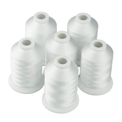6 Polyester White Machine Embroidery Threads 1000M1100Yards for Home Machines