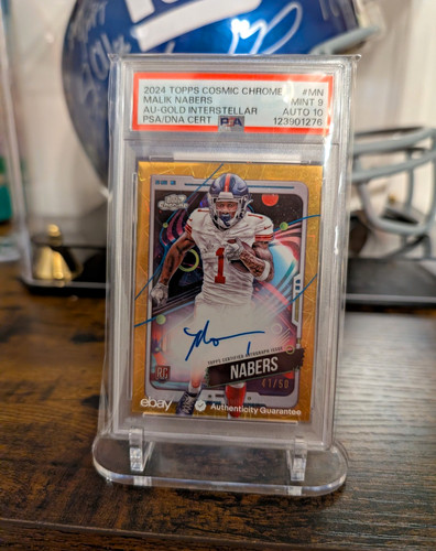 Topps 2024 Cosmic Chrome Malik Nabers Giants RC Auto Gold Interstellar /50 PSA 9