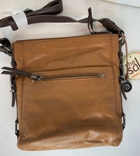 The Sak women’s Sanibel Soft Leather Crossbody Tobacco Brown Boho Travel New NWT