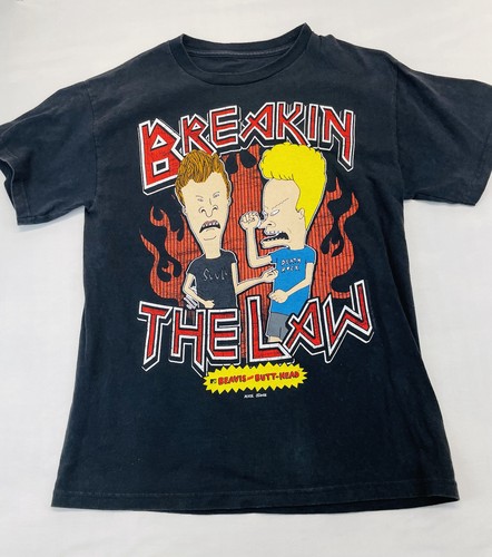 Camiseta De Colección Beavis and Butt-Head Butthead "Rompiendo la Ley" Negra Mike Judge - Imagen 1 de 7