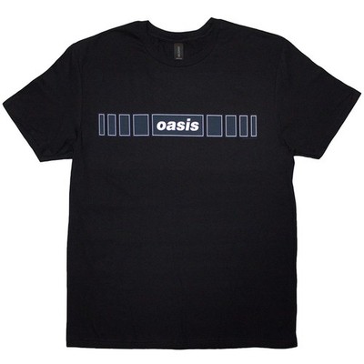 Oasis 'Horizontal Bars Logo' Schwarzes T-Shirt NEU