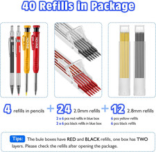 4 Pack Carpenter Pencil Set with Sharpener, Mechanical Woodworking Pencils wi...