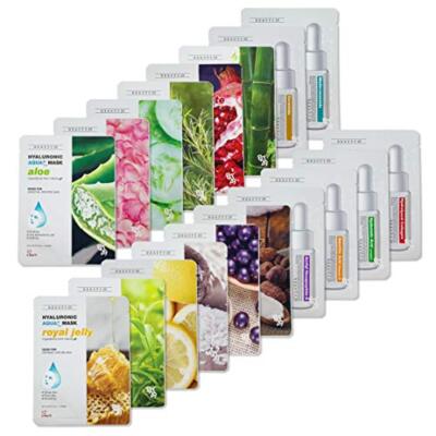 Hyaluronic Aqua Plus Essence Full Face Facial Sheet Mask 18 Sheets Combo - VA...