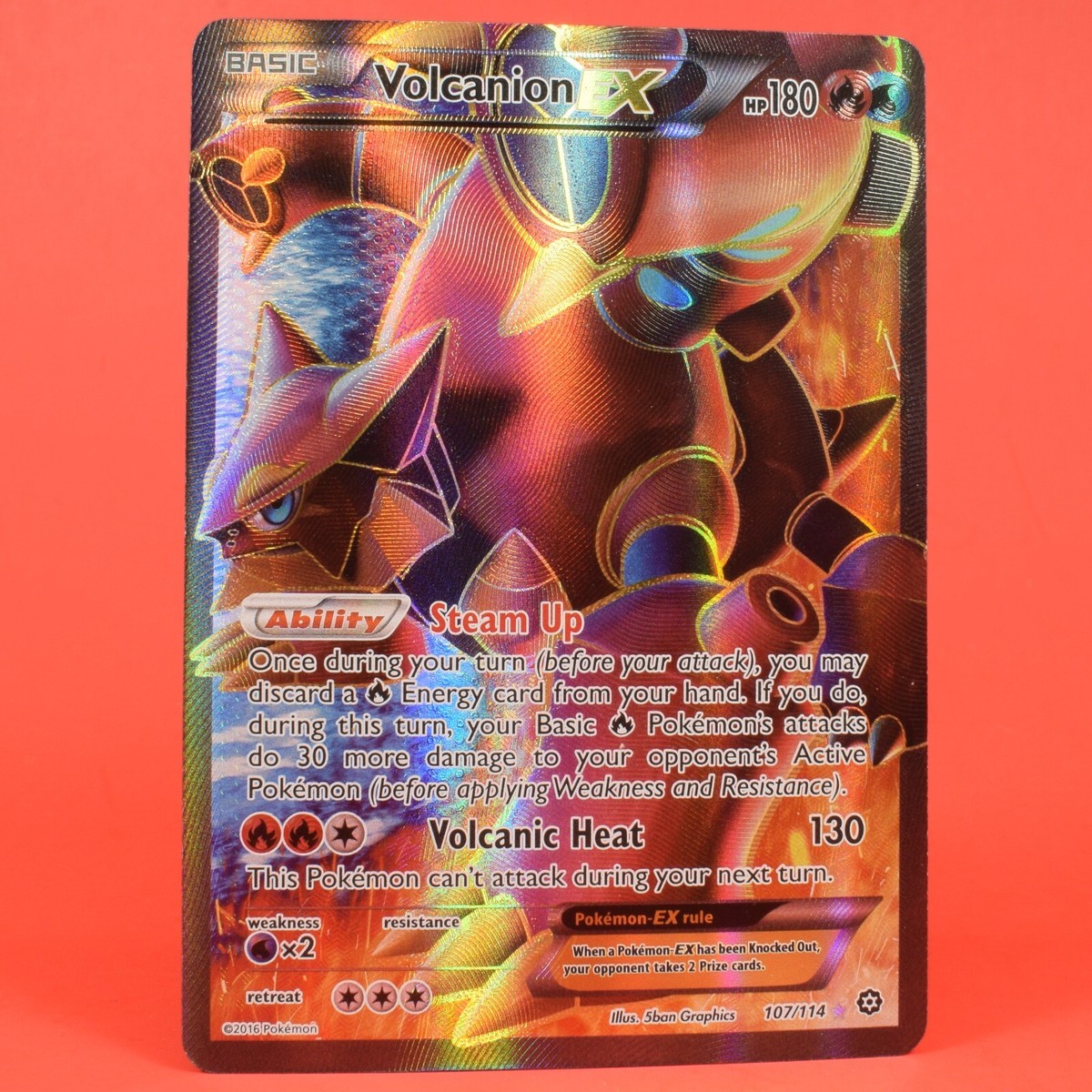 Pokemon TCG Card XY Steam Siege Set Volcanion EX Full Art 107/114 