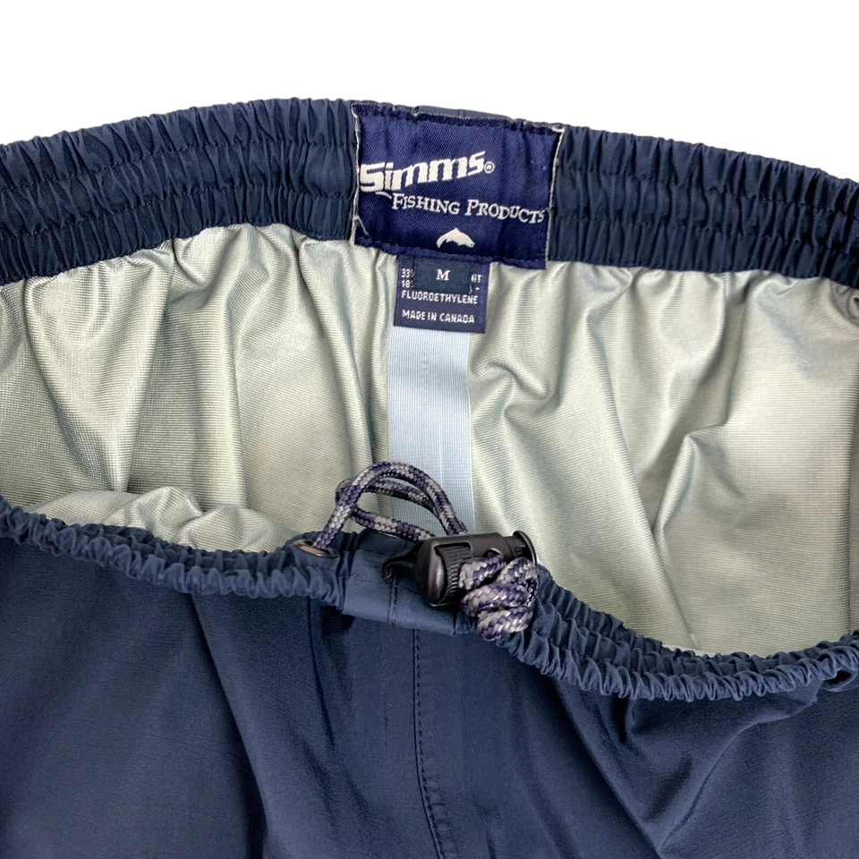 SIMMS Gore-Tex Nylon Pants Mens Medium Navy Blue Taped Seams **READ* Zip Ankle - Image 2 of 4