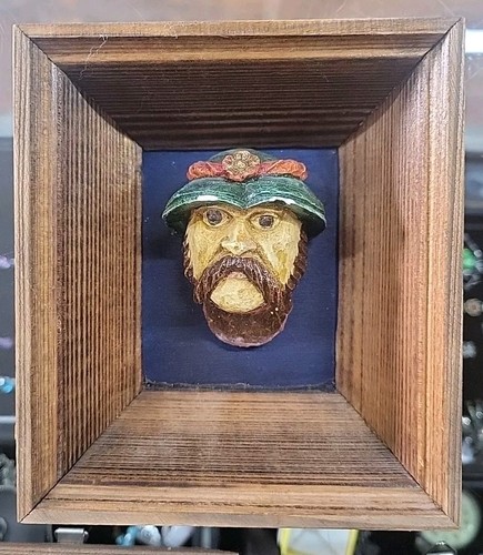 Ceramic Head Wall Art Framed 5” Polish Bust Sculpted Face Wawel Krakow Handmade - Picture 6 of 9