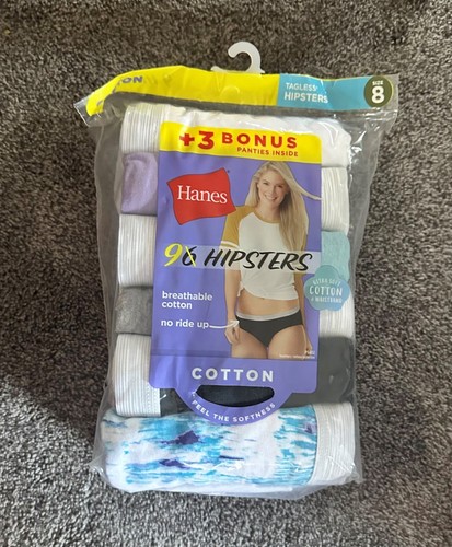 HANES - SIZE: 8 - Sporty Cotton Hipster Underwear-JUMBO PACK! - 9 Pairs! - NEW! - 第 3/5 張圖片