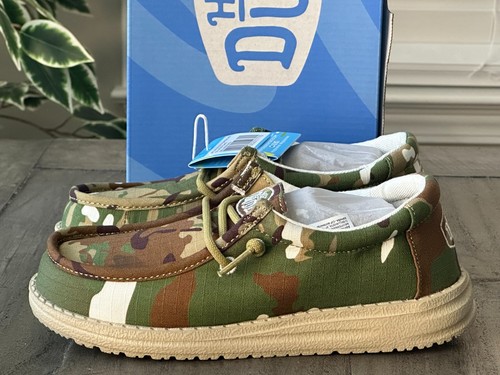 Hey Dude Boy's US Y1 L2 Wally Camouflage Multi Camo Shoes Slip On Sneakers - Picture 7 of 16