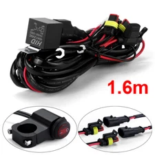 Motorcycle LED Spot  Fog Light Relay Wiring Harness Kit ON/OFF Switch 12V 40A