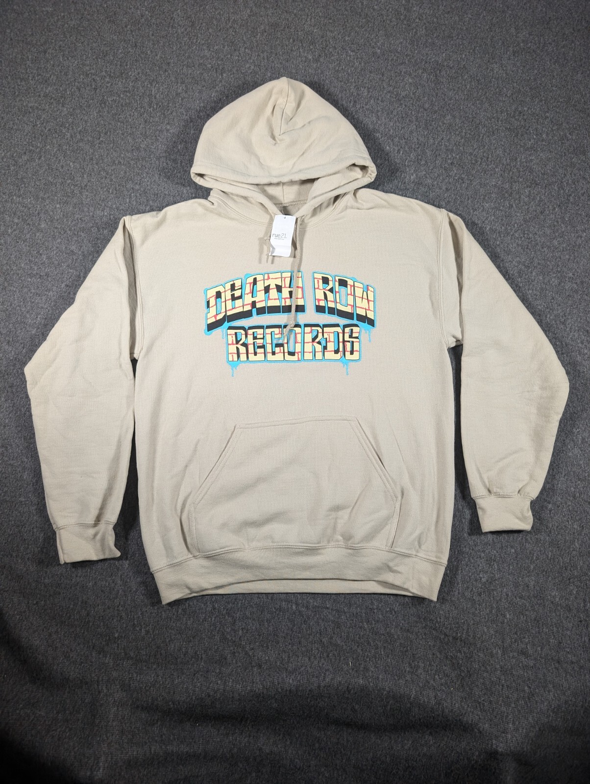 FILA Felpa con cappuccio Rue21 cotone pile beige unisex Death Row Records nuova con etichetta Medium