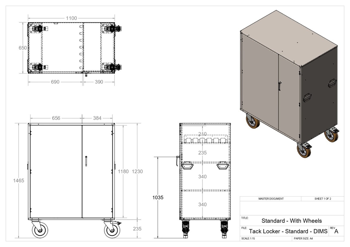 STANDARD TACK LOCKER FOR 2 SADDLES, 7 HOOKS WITH 3 SHELVES