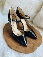 NIB Sam Edelman Nora Strap Pump BLACK Patent Leather Size 5.5 / 35.5