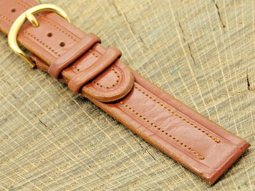 NOS Unused Vintage Brown Calfskin w Gold Tone Buckle 16mm Watch Band NEET