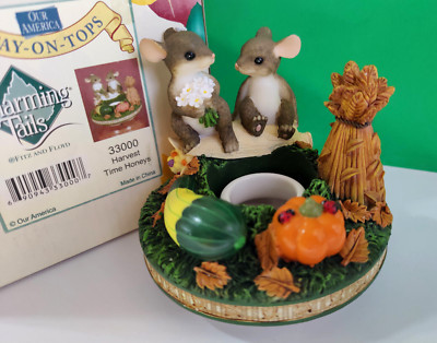 Charming Tails HARVEST TIME HONEYS Fall Autumn Pumpkin Fitz Floyd Stay-on-Tops