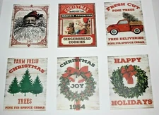 Set of Six Christmas Designs Farmhouse Decor Refrigerator Fridge Magnets Set A