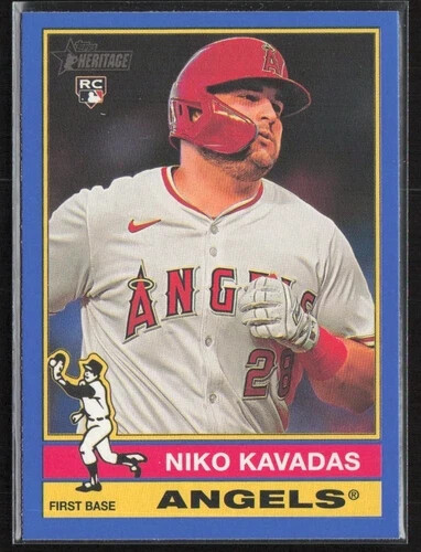 2025 Topps Heritage Blue Border SP #320 Niko Kavadas Rookie Los Angeles Angels